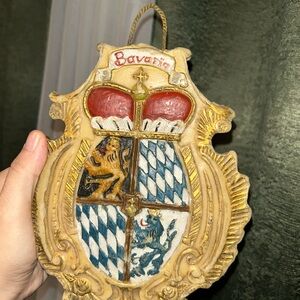 Vintage Bavaria Coat of Arms Wall Plaque collectible hand carved wax unique art